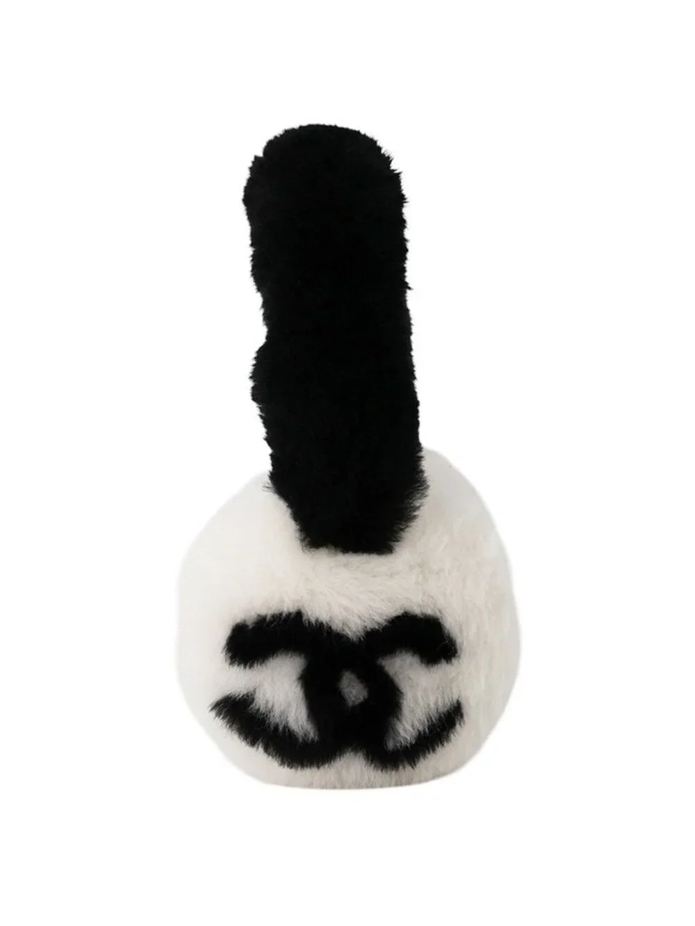 Chanel Ear Muffs CC Logo Shearling Lambskin Coco Neige Collection Black White